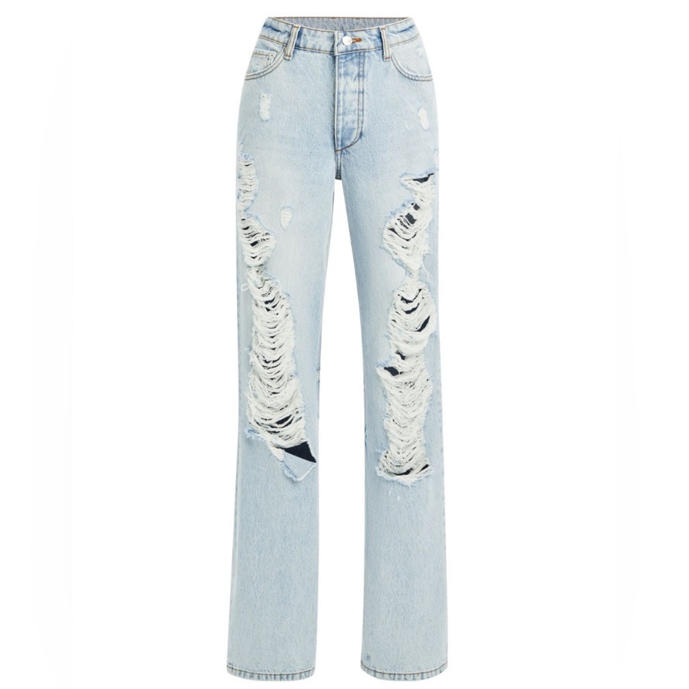 SER.O.YA Sunny Mid Rise Distressed Boyfriend Jeans Wide Leg Color Cove NWOT - Picture 5 of 16